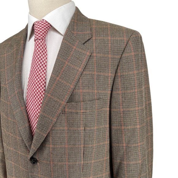 Tasso Elba Other - Tasso Elba Men's Sport Coat Blazer Jacket 2 Button 120S Houndstooth 42R Brown